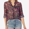 Clothing Kut from the Kloth | Jasmine Chiffon Blouse Biarritz-Navy/Bright Pink