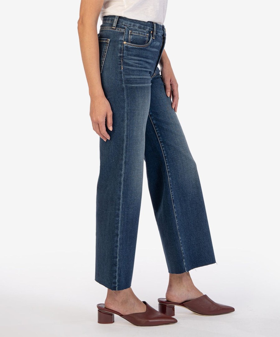 Denim Kut from the Kloth | Meg High Rise Fab Ab Wide Leg Yielded W/Dk Base Wash