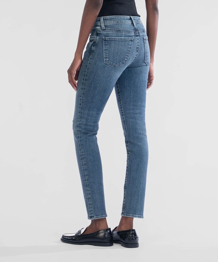 Denim Kut from the Kloth | Stevie Mid Rise Straight Leg Primed W/Dk Base Wash