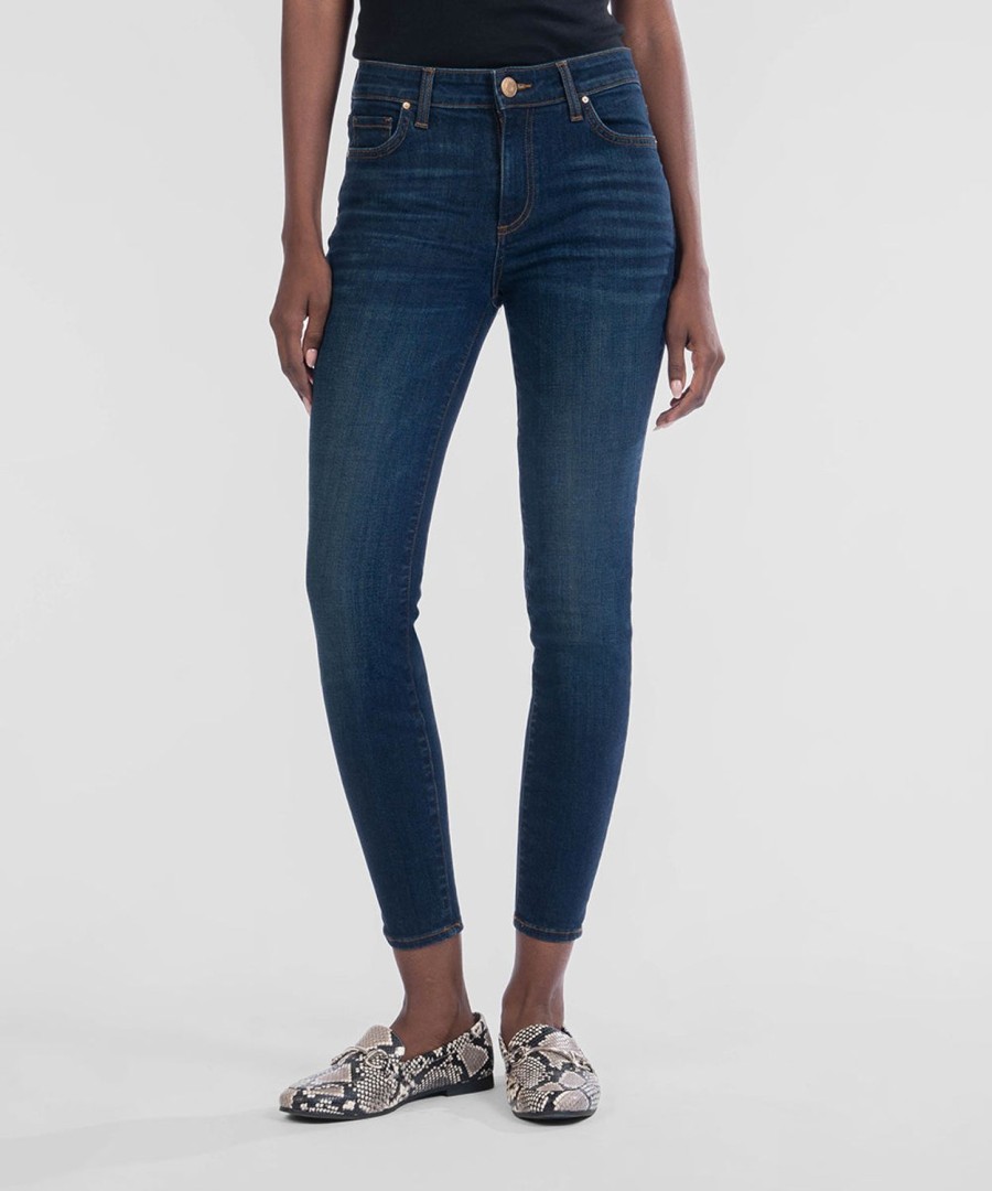 Denim Kut from the Kloth | Connie Mid Rise Ankle Skinny, Exclusive Giddy W/Dk Stone Base Wash