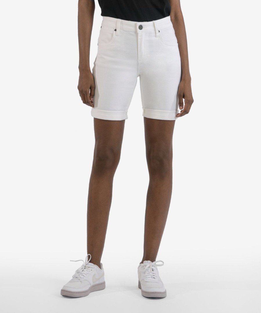 Denim Kut from the Kloth | Catherine Mid Rise Boyfriend Short Optic White