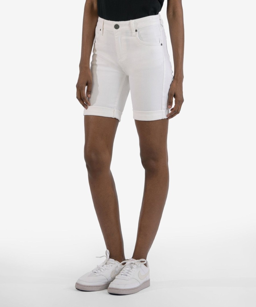 Denim Kut from the Kloth | Catherine Mid Rise Boyfriend Short Optic White