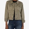 Clothing Kut from the Kloth | Julia Crop Denim Trucker Jacket Olive