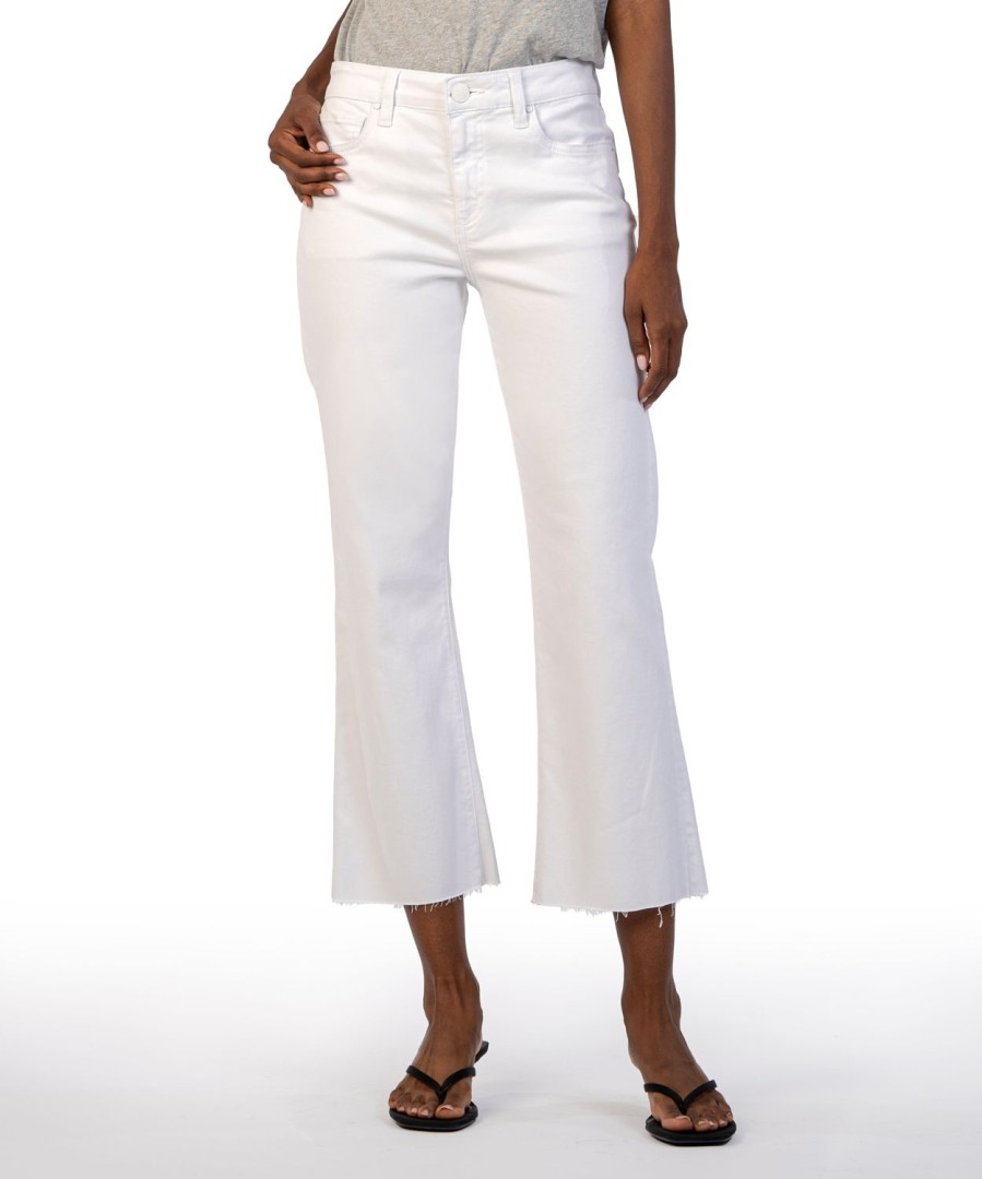 Fit Kut from the Kloth Kelsey Ankle Flare | Kelsey High Rise Ankle Flare, Petite Optic White