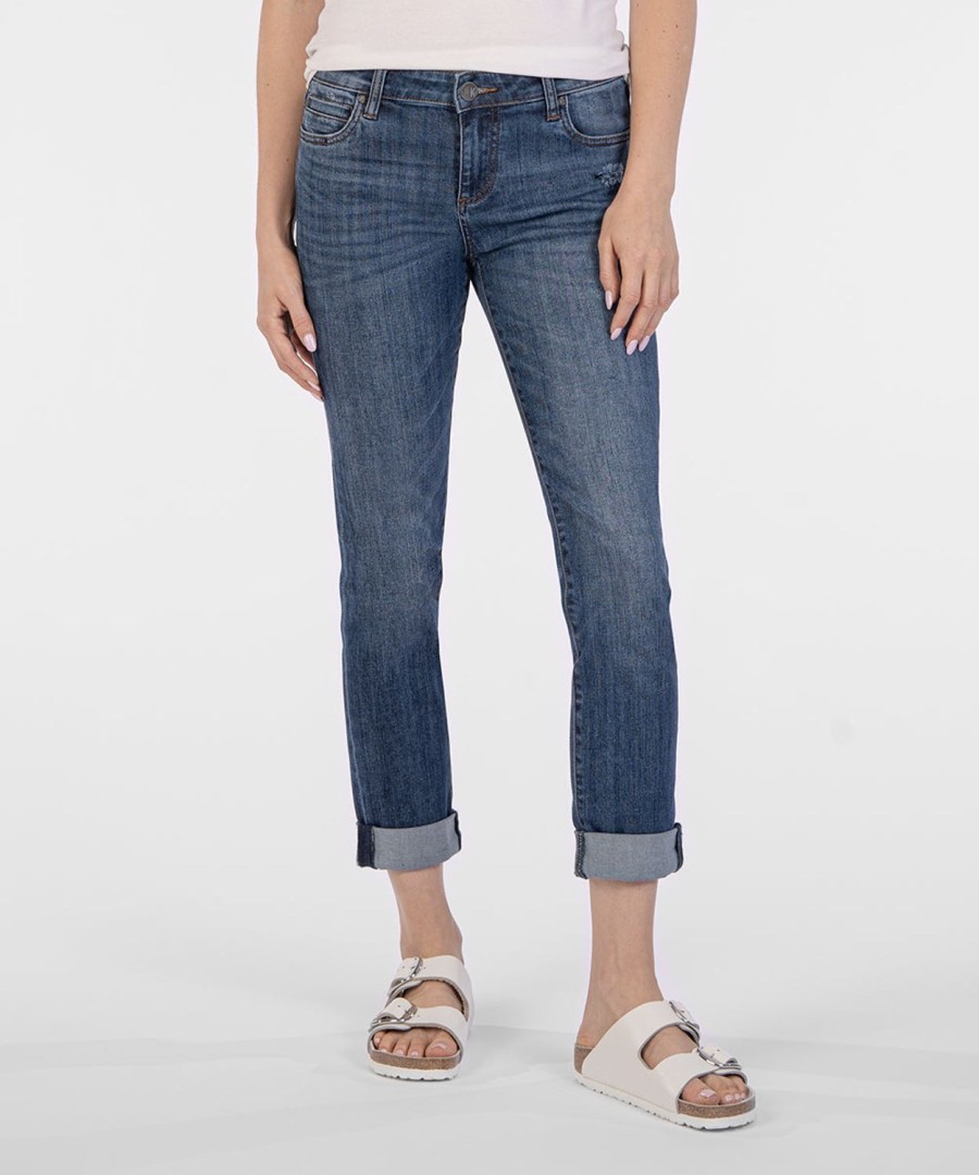 Denim Kut from the Kloth | Catherine Mid Rise Boyfriend (Doubtless Wash) Doubtless W/Medium Base Wash