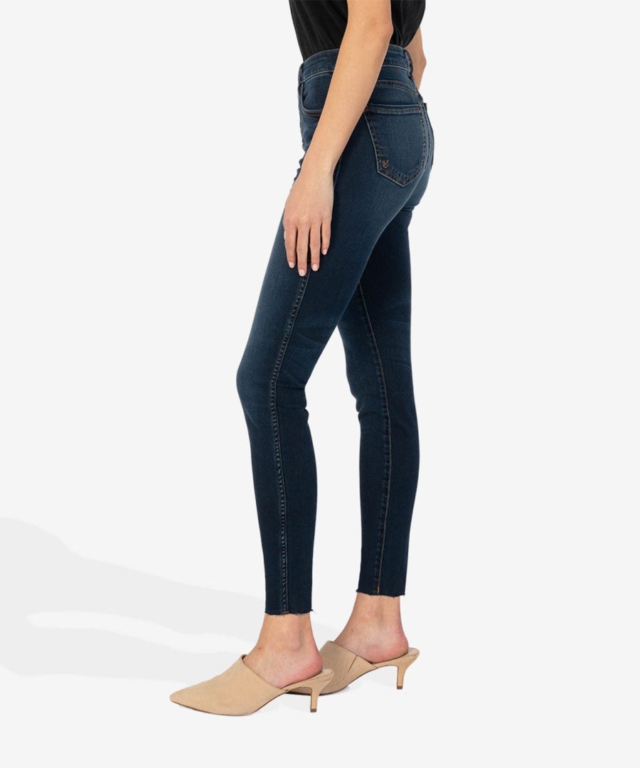 Denim Kut from the Kloth | Connie High Rise Fab Ab Slim Fit Ankle Skinny (Giddy Wash) Giddy W/Dk Stone Base Wash