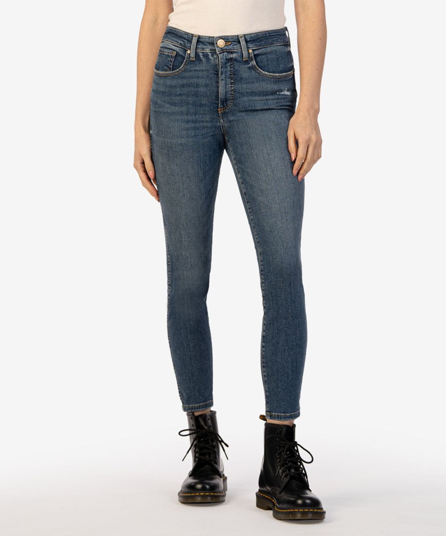 Denim Kut from the Kloth | Donna High Rise Fab Ab Ankle Skinny, Exclusive Reduced W/Med Base Wash