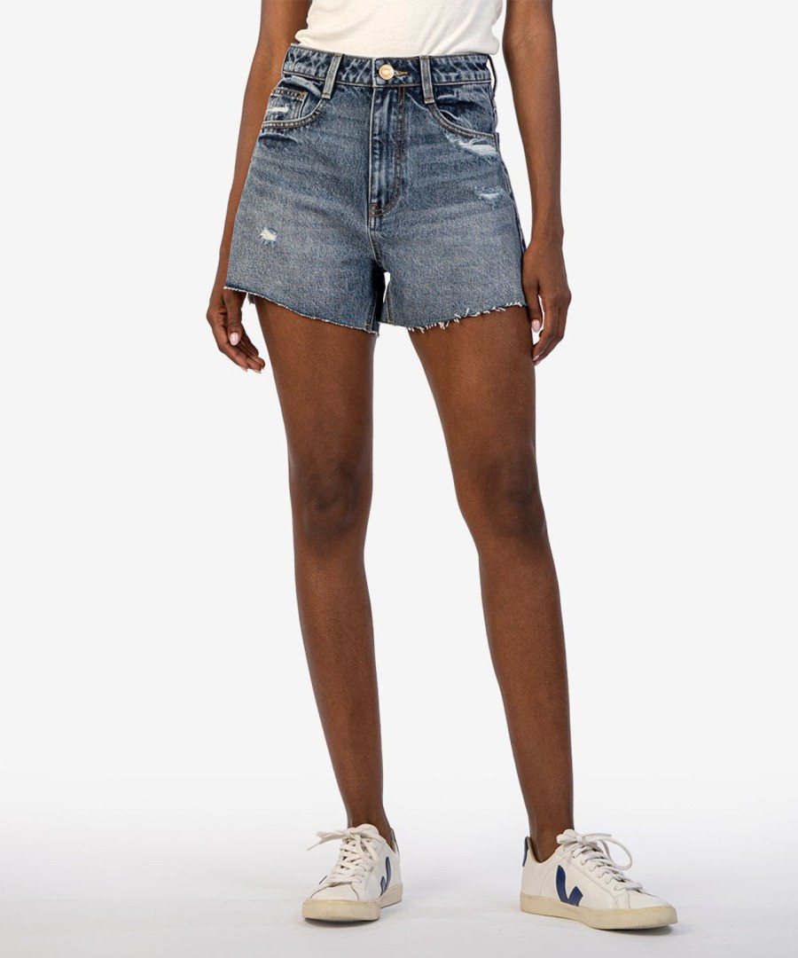 Denim Kut from the Kloth | Taylor High Rise Short Facilitated W/Dk Base Wash