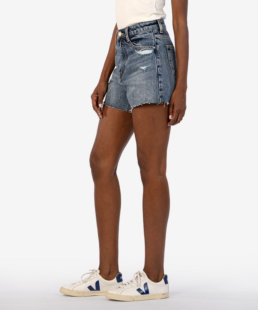 Denim Kut from the Kloth | Taylor High Rise Short Facilitated W/Dk Base Wash