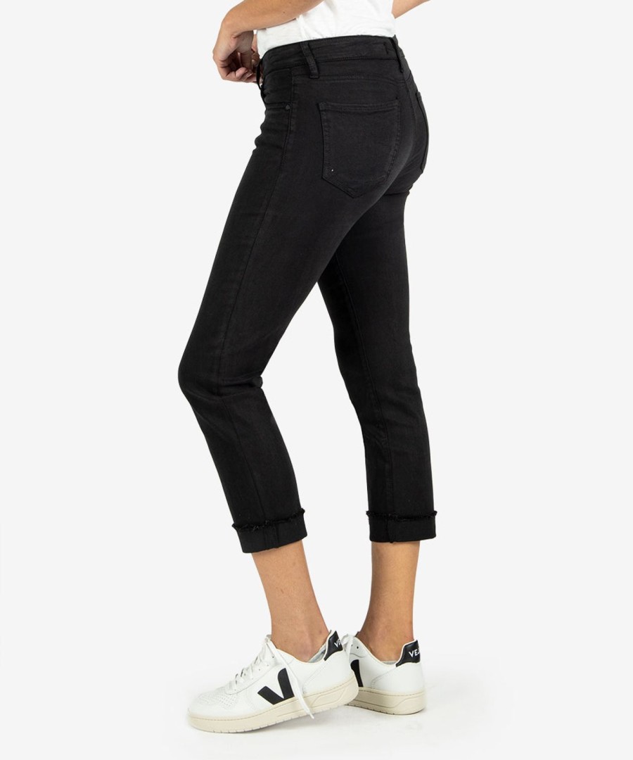 Denim Kut from the Kloth | Amy Mid Rise Crop Straight Leg Black