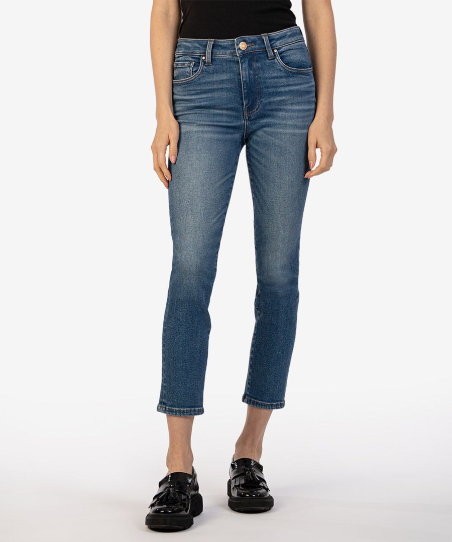 Denim Kut from the Kloth | Catherine High Rise Crop Straight Leg New W/Medium Base Wash