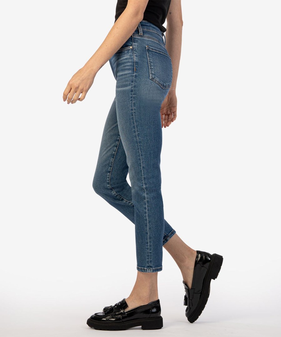 Denim Kut from the Kloth | Catherine High Rise Crop Straight Leg New W/Medium Base Wash