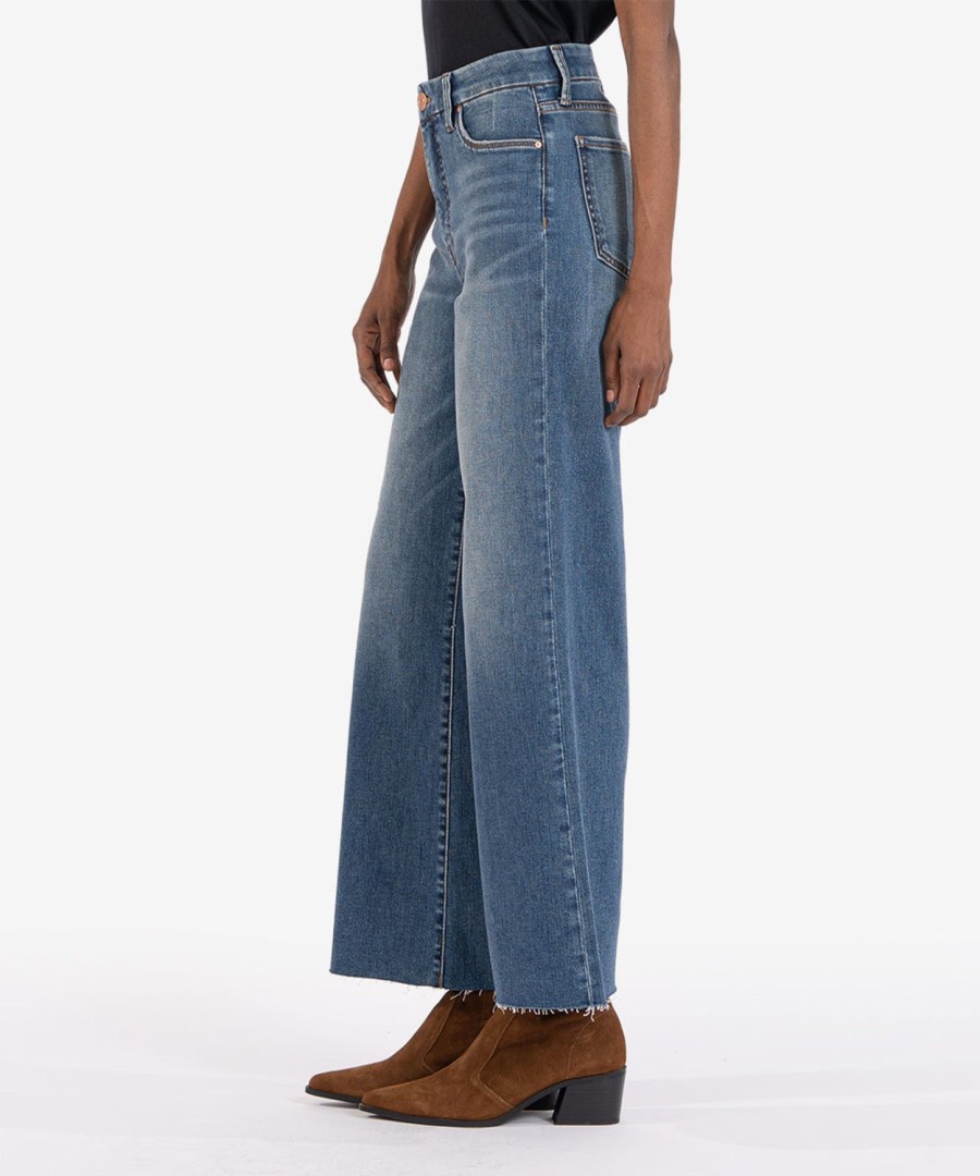 Denim Kut from the Kloth | Meg High Rise Fab Ab Wide Leg, Petite Milestone W/Medium Base Wash