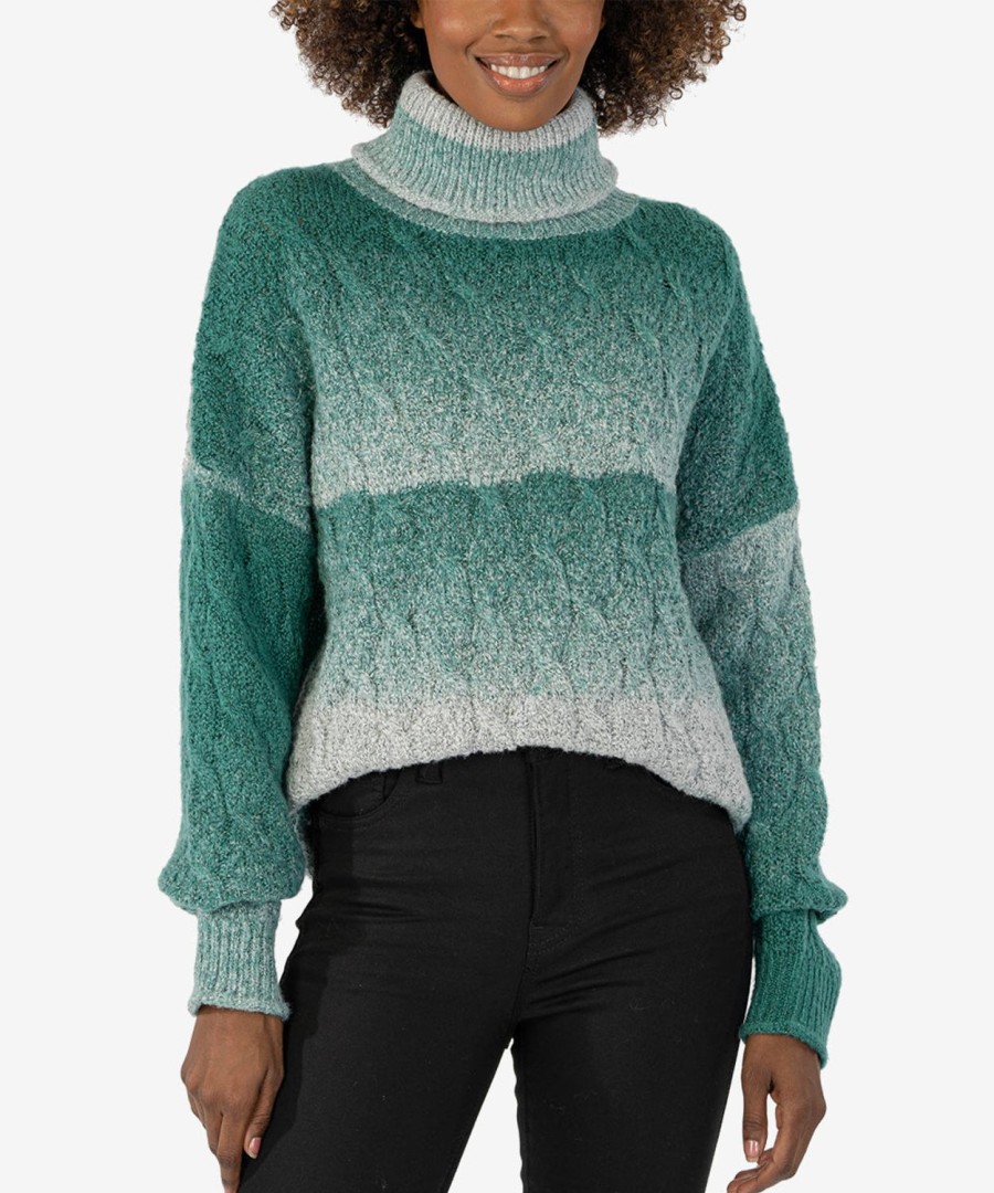 Clothing Kut from the Kloth | Hailee Gradient Turtleneck Sweater Grey/Green