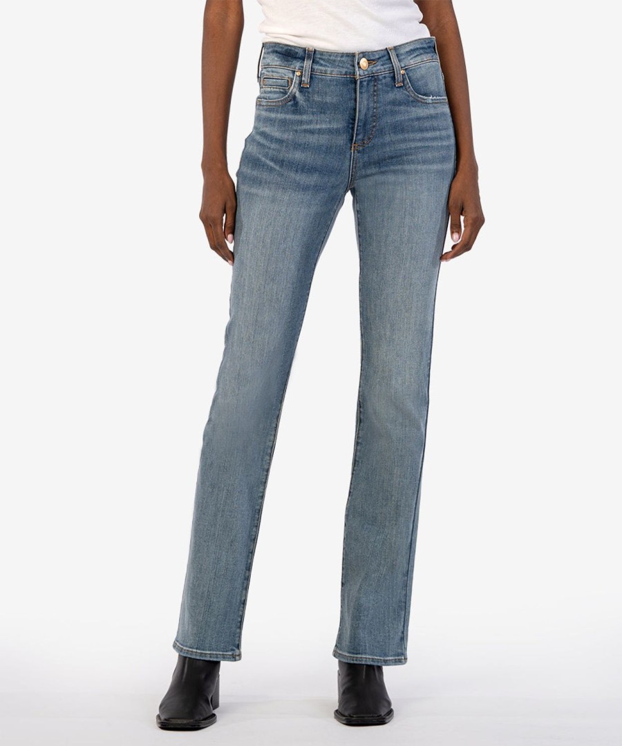 Fit Kut from the Kloth Natalie Boot Cut | Natalie High Rise Fab Ab Bootcut, Petite Composed W/Med Base Wash