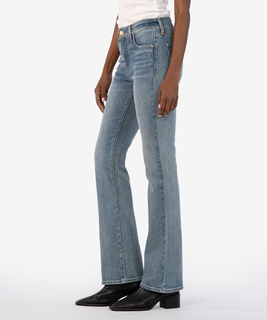 Fit Kut from the Kloth Natalie Boot Cut | Natalie High Rise Fab Ab Bootcut, Petite Composed W/Med Base Wash