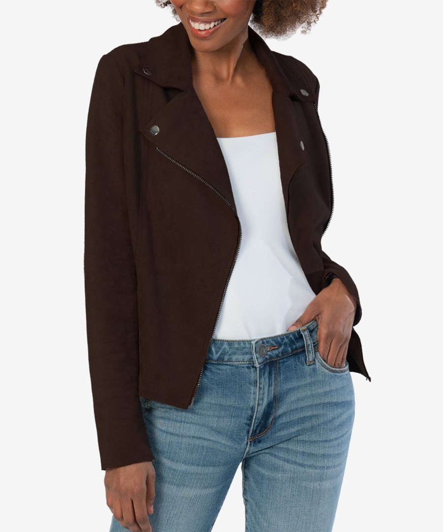 Clothing Kut from the Kloth | Milana Faux Suede Moto Jacket ( ) Chocolate