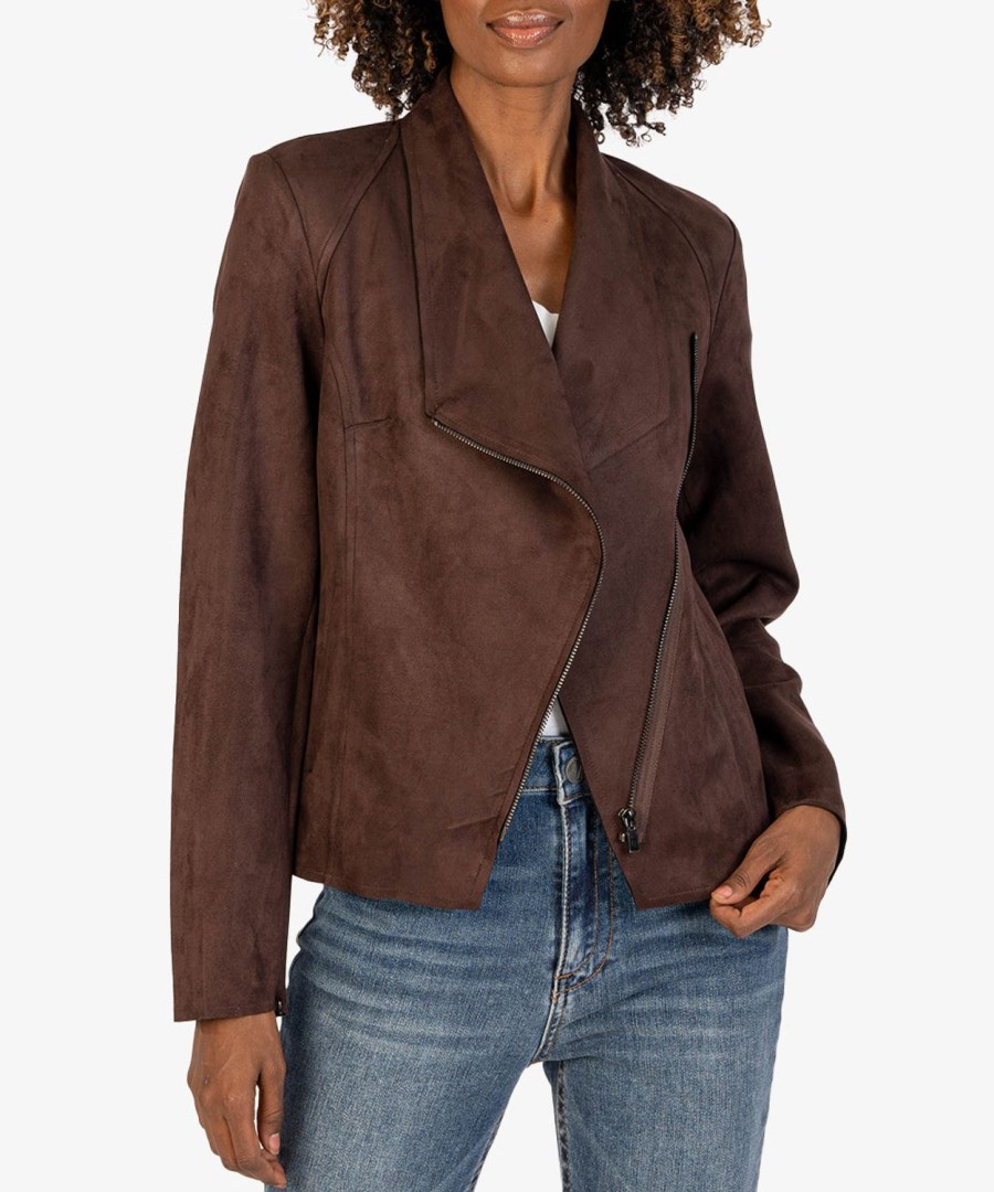 Clothing Kut from the Kloth | Carina Faux Suede Drape Jacket (Exclusive, ) Chocolate