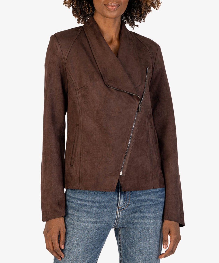 Clothing Kut from the Kloth | Carina Faux Suede Drape Jacket (Exclusive, ) Chocolate