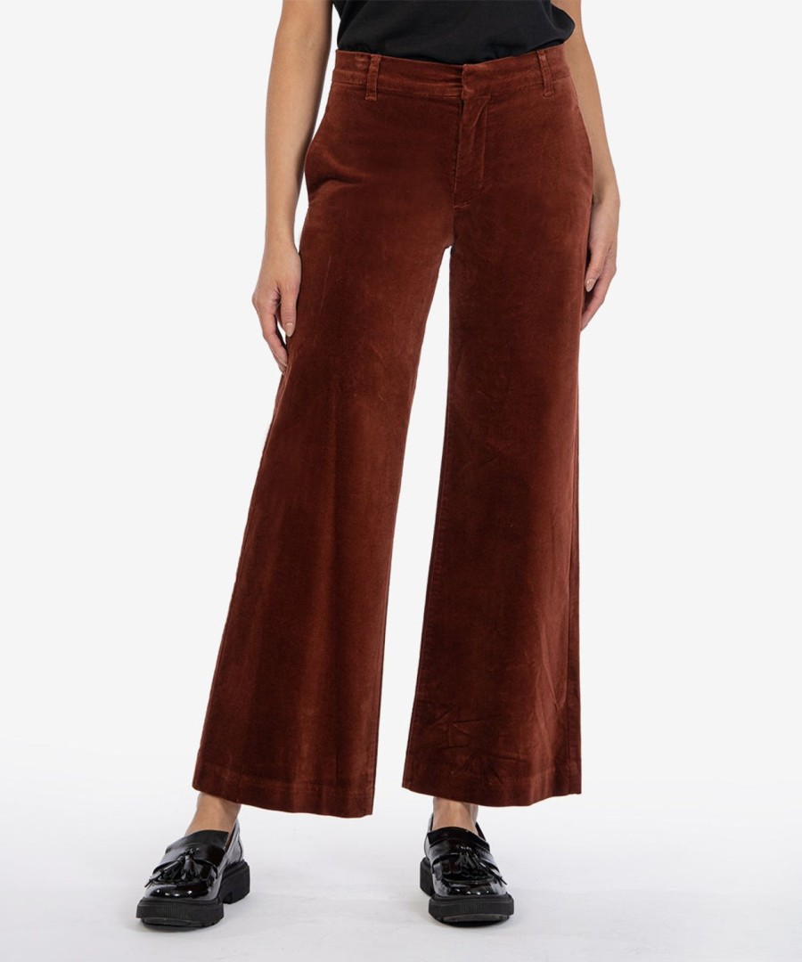 Denim Kut from the Kloth | Meg High Rise Velveteen Wide Leg Trouser Brick