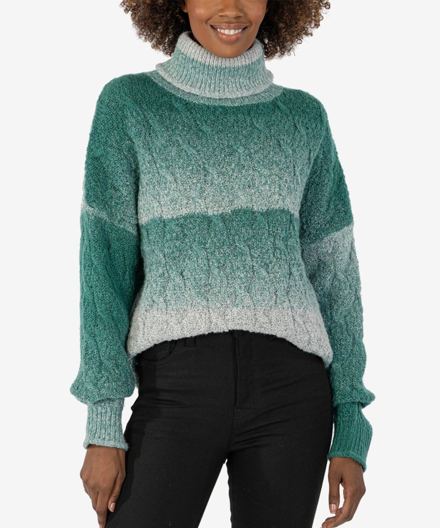 Clothing Kut from the Kloth | Hailee Gradient Turtleneck Sweater Grey/Green