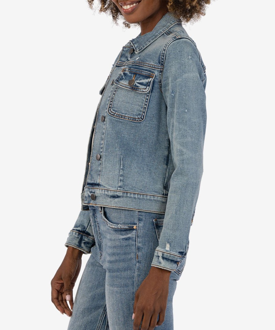 Clothing Kut from the Kloth | Ada Crop Denim Jacket Pleasant W/Medium Base Wash