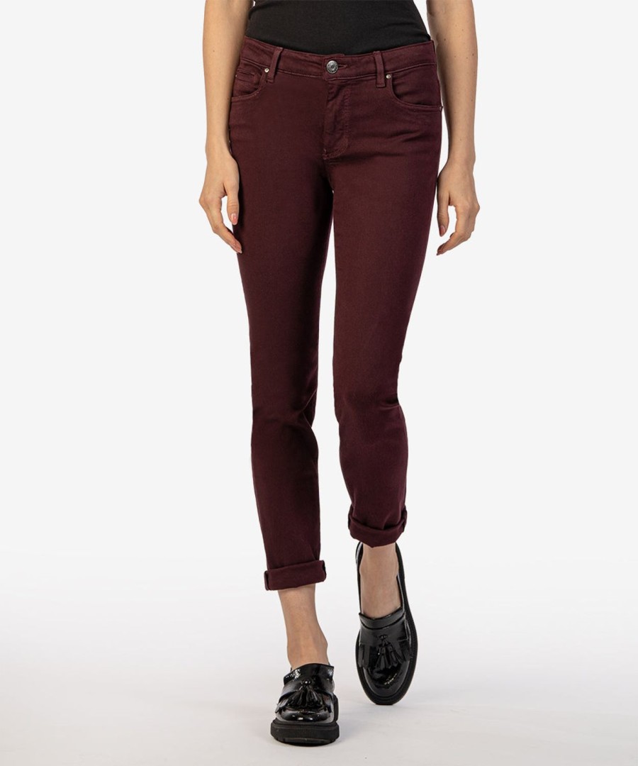 Fit Kut from the Kloth Catherine Boyfriend | Catherine Mid Rise Boyfriend, Exclusive Raisin