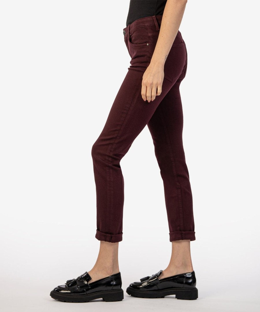 Fit Kut from the Kloth Catherine Boyfriend | Catherine Mid Rise Boyfriend, Exclusive Raisin