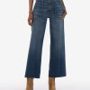 Denim Kut from the Kloth | Meg High Rise Fab Ab Wide Leg Raw Hem Enchant W/Dk Stone Base Wash