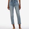 Fit Kut from the Kloth Elizabeth Relaxed Ankle Straight | Elizabeth High Rise Crop Straight Leg Supported W/Med Base Wash