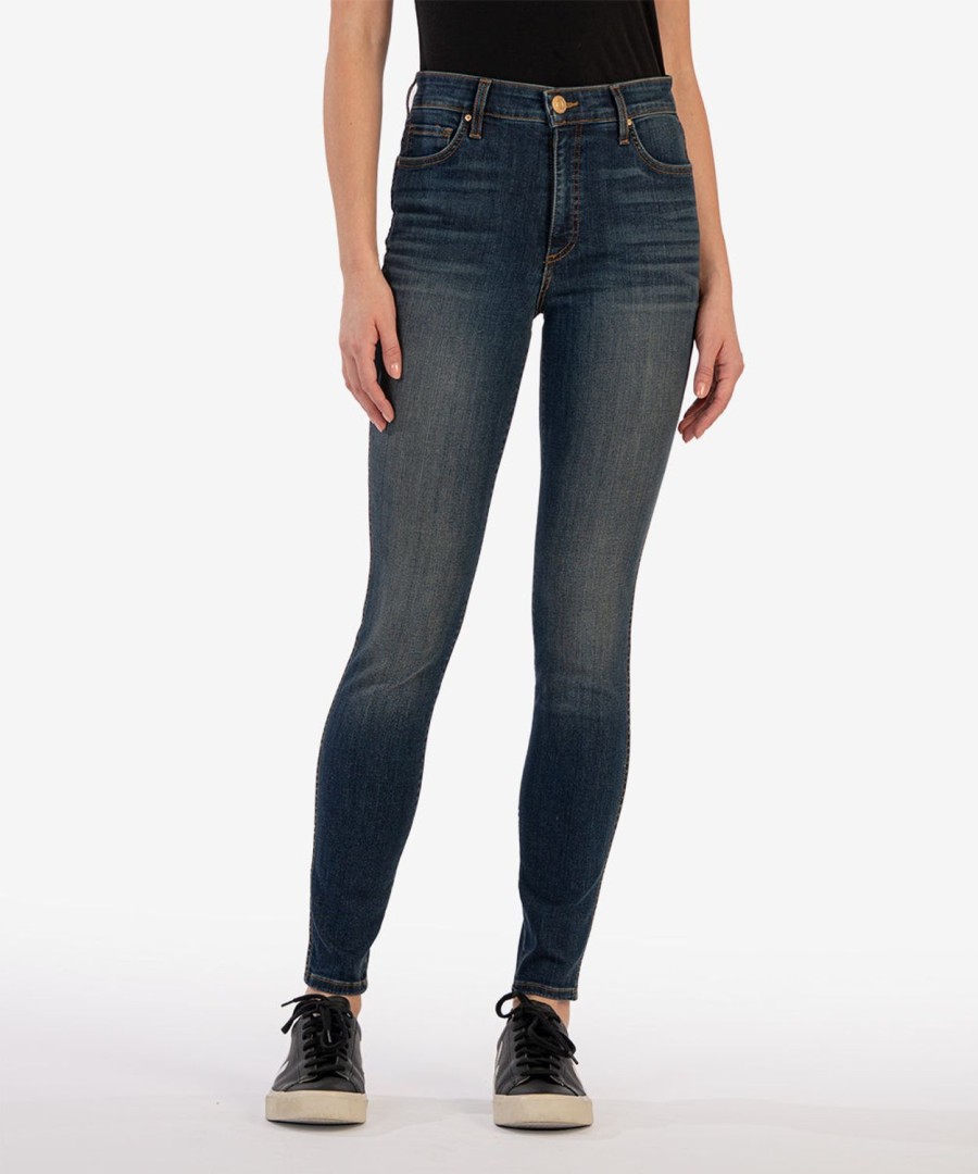 Denim Kut from the Kloth | Mia High Rise Fab Ab Slim Fit Skinny Spearheaded W/Dk Base Wash