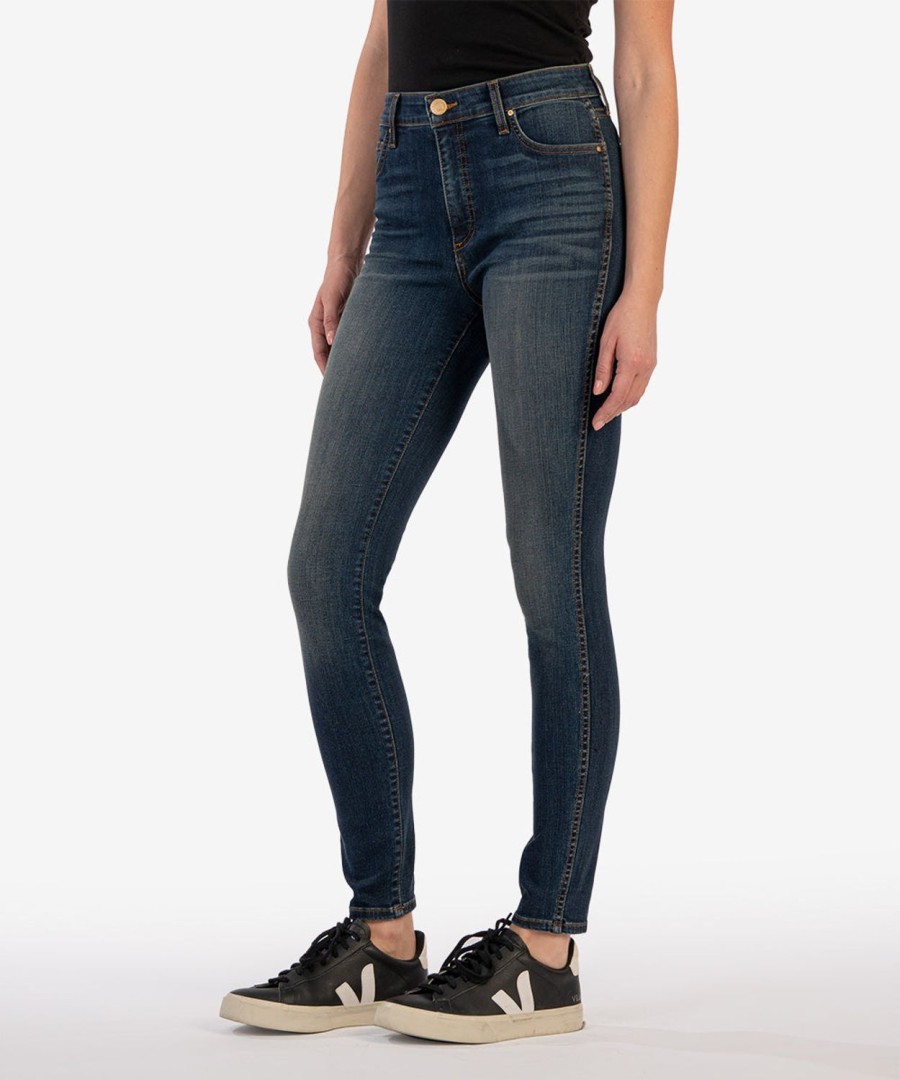 Denim Kut from the Kloth | Mia High Rise Fab Ab Slim Fit Skinny Spearheaded W/Dk Base Wash