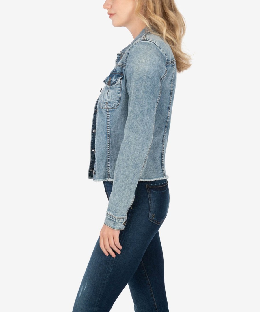 Clothing Kut from the Kloth | Kara Denim Jacket, Petite Standard W/Medium Base Wash