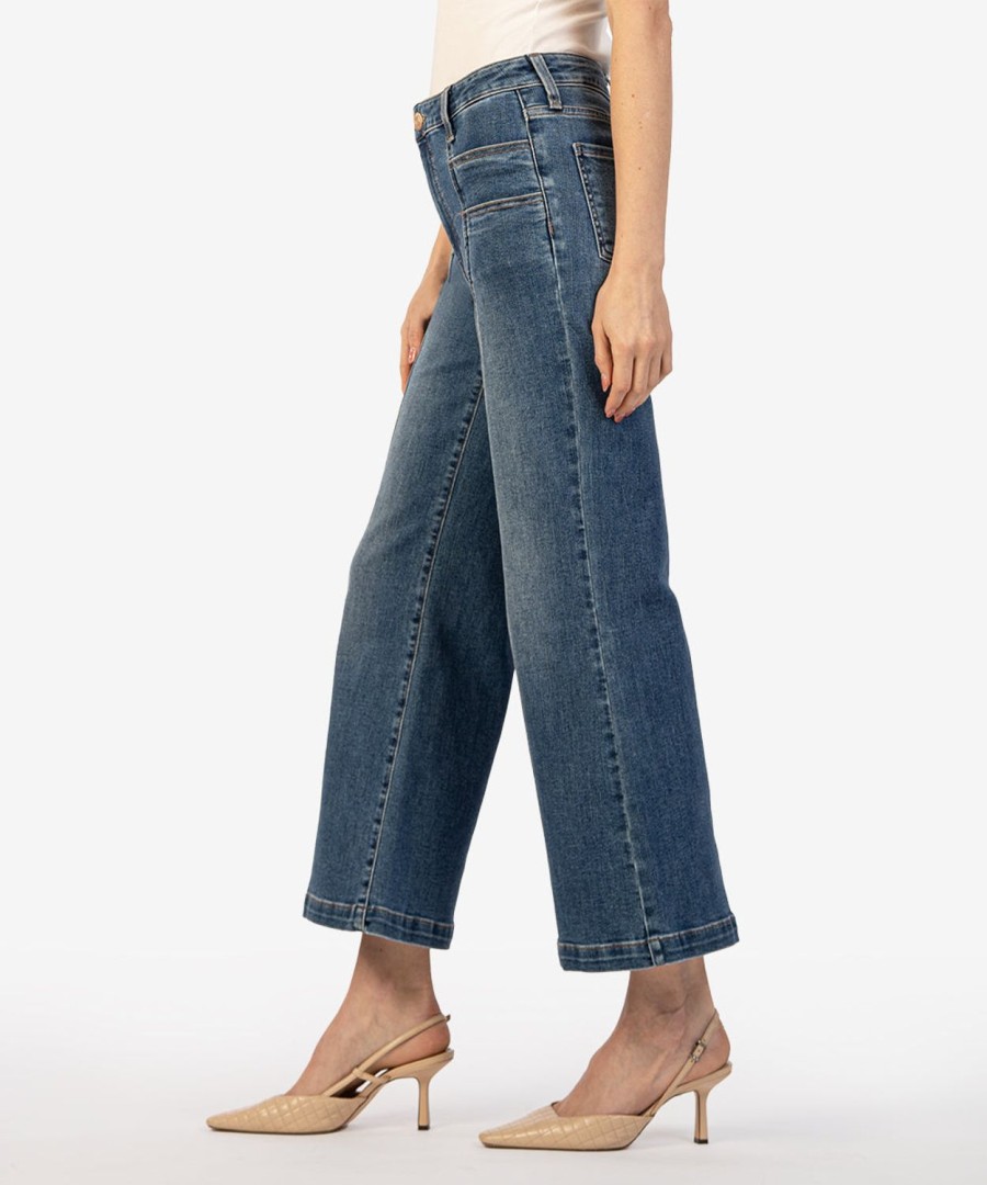 Fit Kut from the Kloth Meg Wide Leg | Meg High Rise Wide Leg Exceeded W/Dk Base Wash