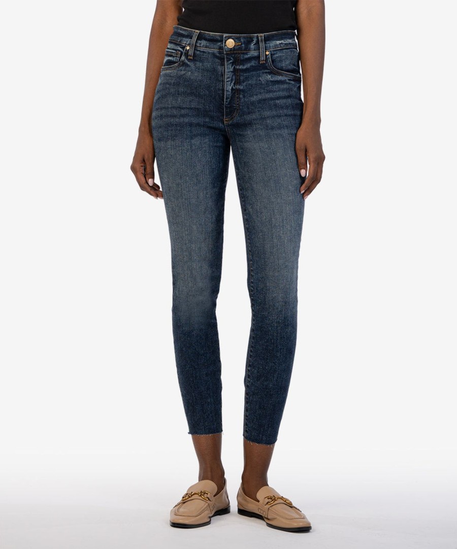 Denim Kut from the Kloth | Connie High Rise Fab Ab Ankle Skinny, Exclusive Ignited W/Dk Base Wash