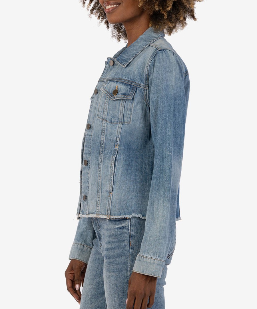 Clothing Kut from the Kloth | Julia Crop Denim Jacket Diagnosed W/Med Base Wash