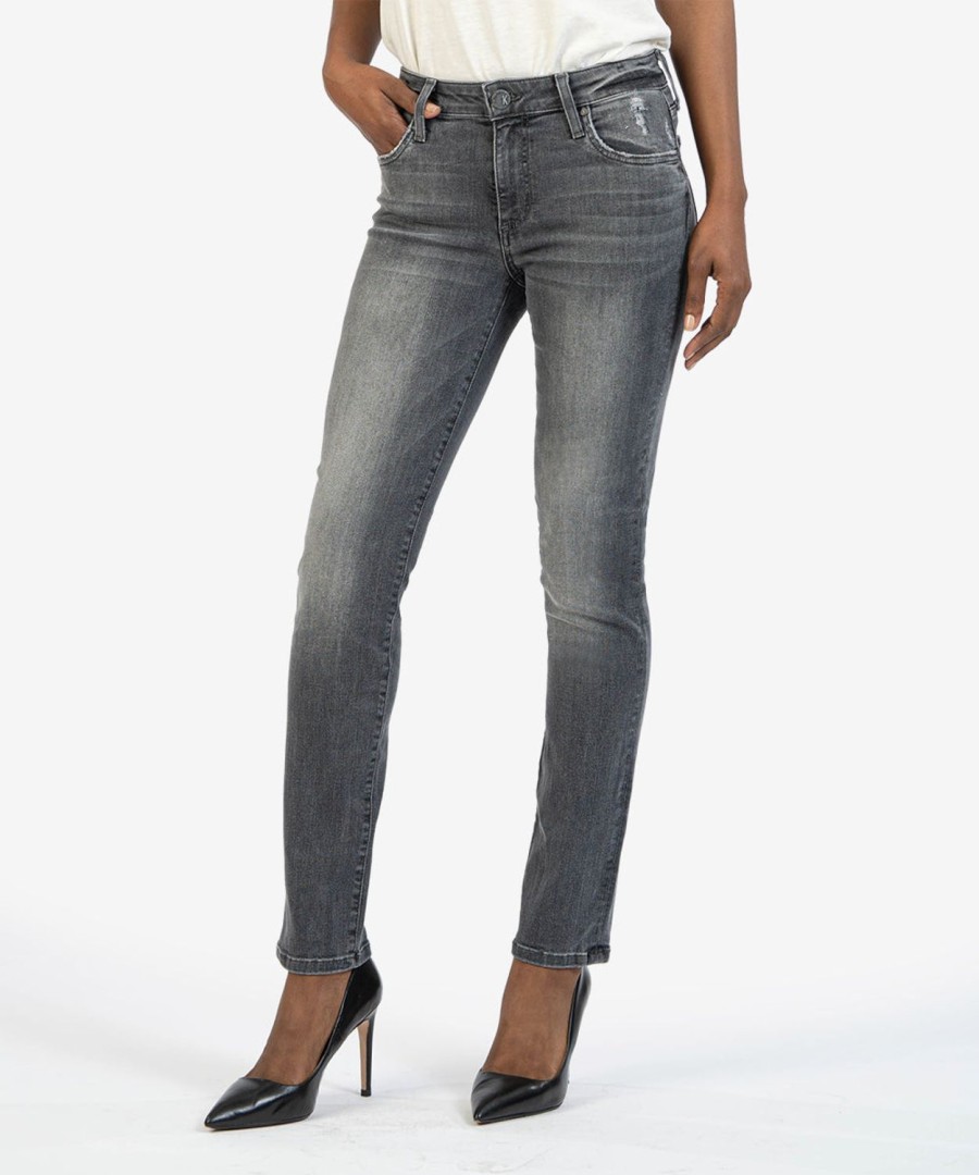 Denim Kut from the Kloth | Stevie Straight Leg, Exclusive (Grey Wash) Retreat W/Grey Base Wash