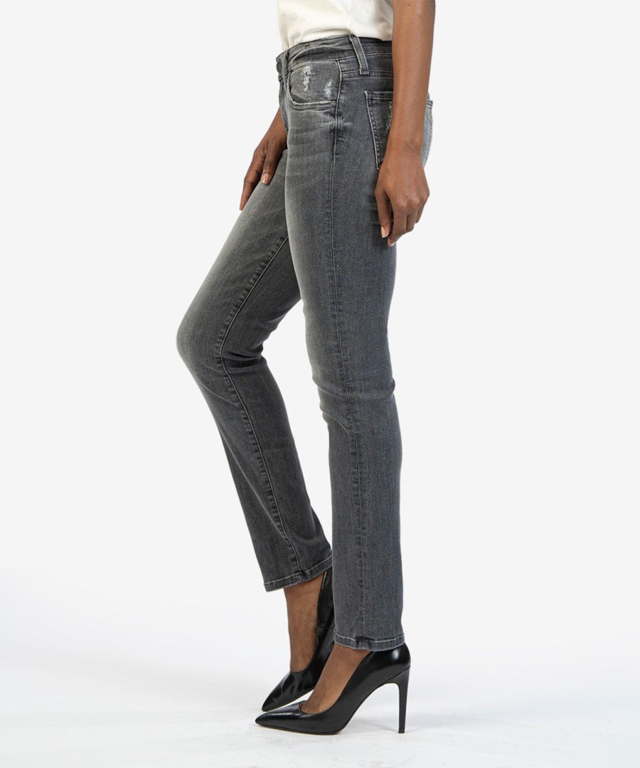 Denim Kut from the Kloth | Stevie Straight Leg, Exclusive (Grey Wash) Retreat W/Grey Base Wash