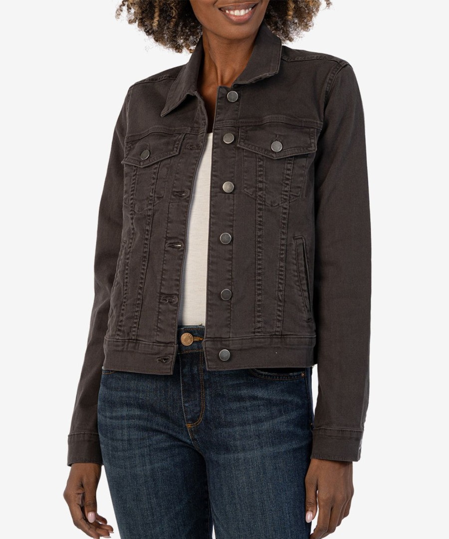 Clothing Kut from the Kloth | Julia Classic Color Denim Jacket Charcoal