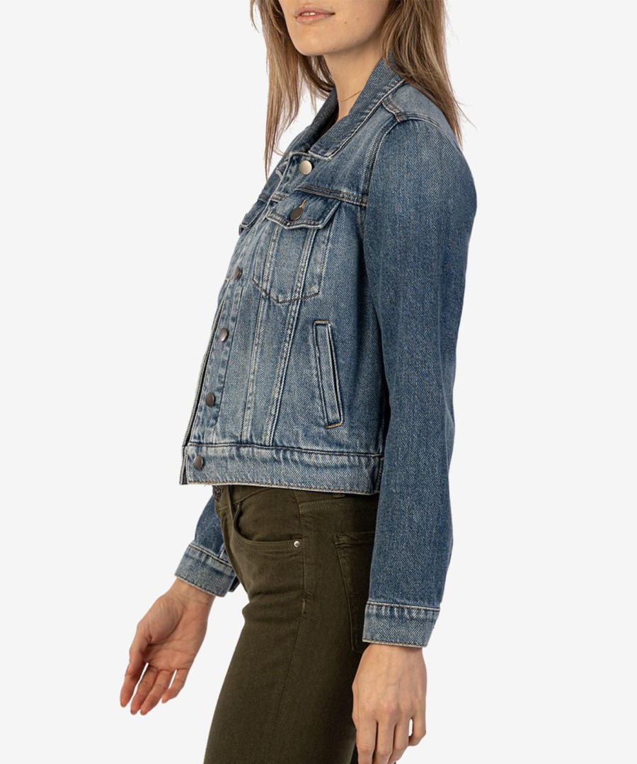 Clothing Kut from the Kloth | Julia Denim Crop Jacket Capitalized W/Dk Base Wash