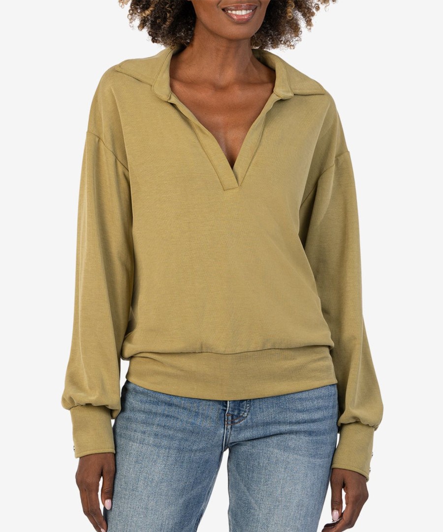 Clothing Kut from the Kloth | Audrina Johnny Collar Pullover Pistachio