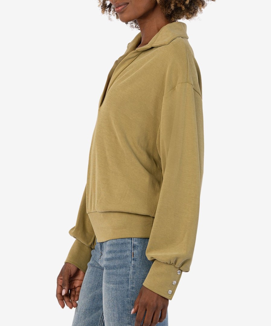 Clothing Kut from the Kloth | Audrina Johnny Collar Pullover Pistachio