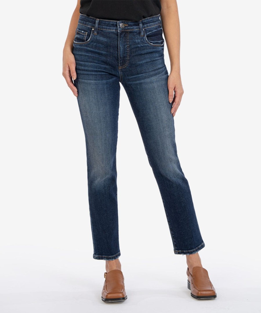 Denim Kut from the Kloth | Reese High Rise Fab Ab Ankle Straight Leg Enchantment W/Dk Stone Bse Wsh