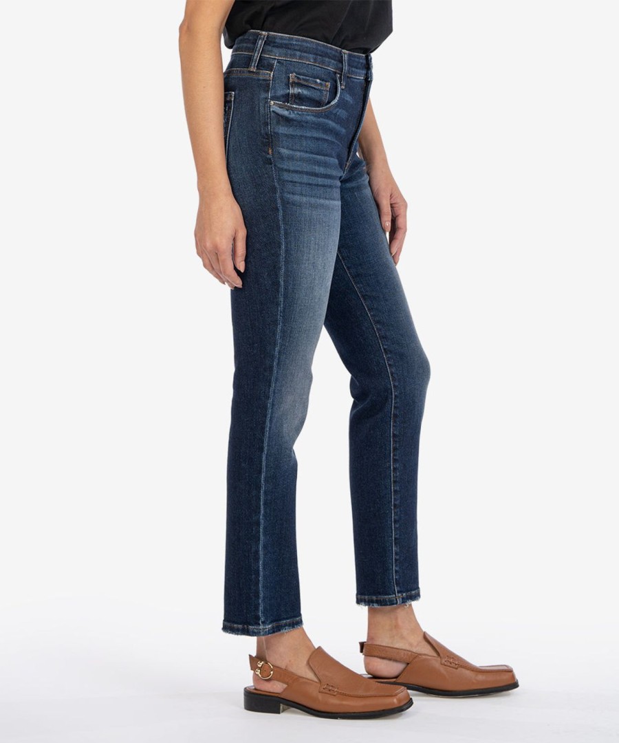 Denim Kut from the Kloth | Reese High Rise Fab Ab Ankle Straight Leg Enchantment W/Dk Stone Bse Wsh