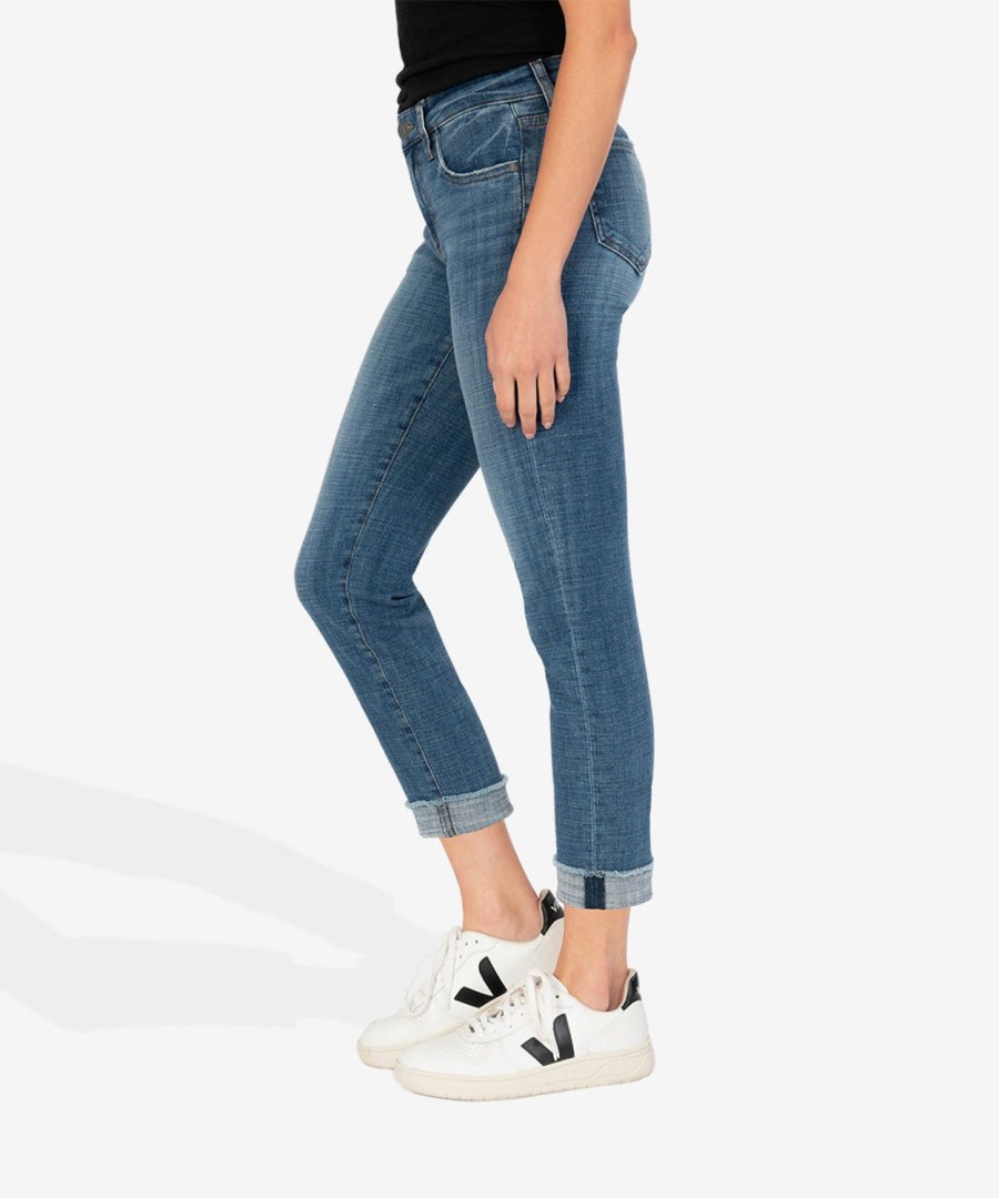 Denim Kut from the Kloth | Amy Mid Rise Crop Straight Leg (Imitate Wash) Imitate W/Medium Base Wash