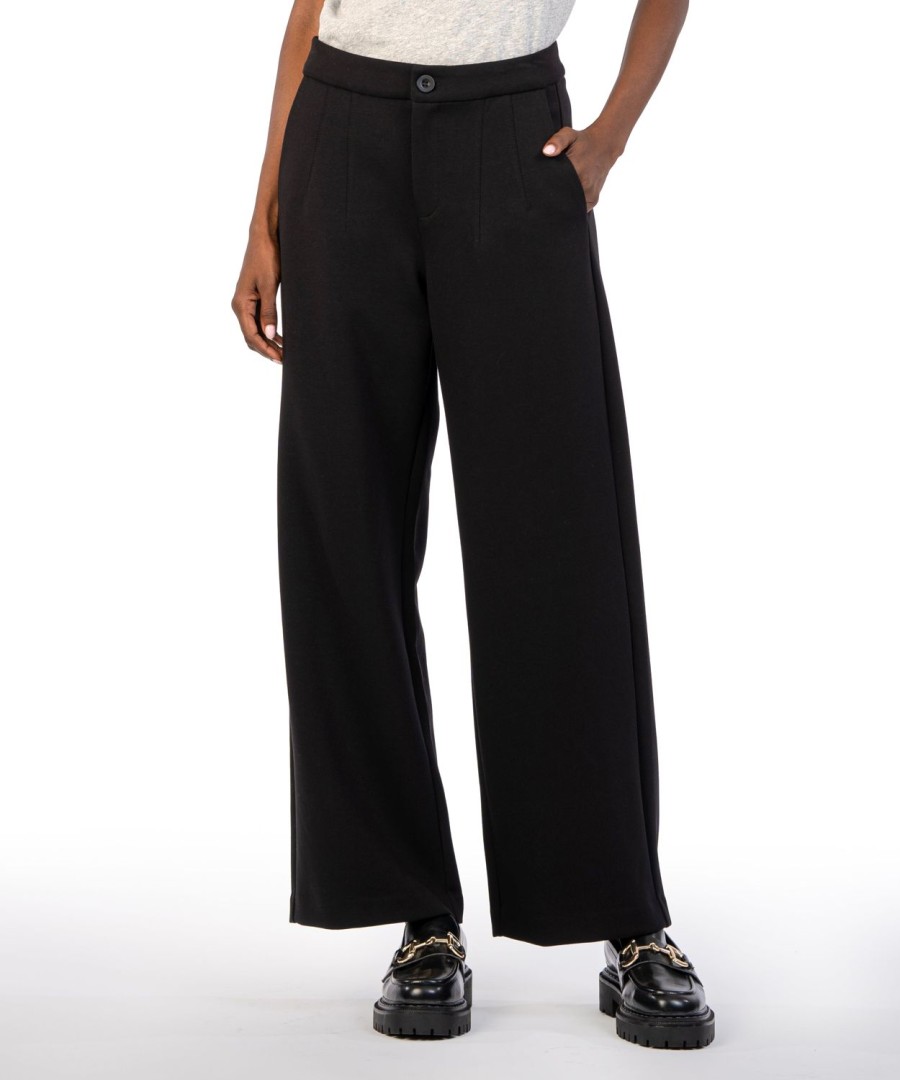 Fit Kut from the Kloth Meg Wide Leg | Meg Ponte High Rise Wide Leg Trouser Black