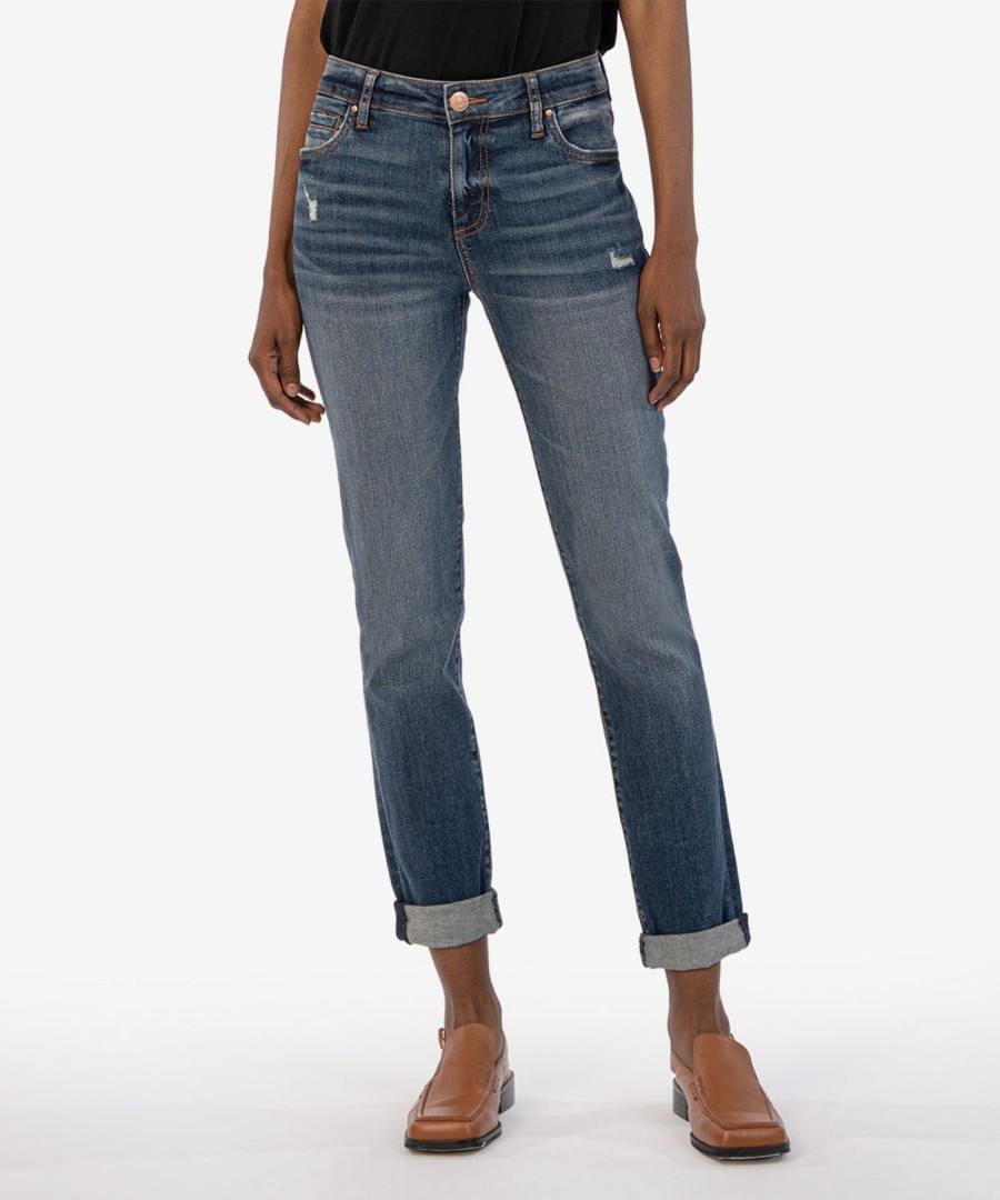 Denim Kut from the Kloth | Catherine Mid Rise Boyfriend Potential W/Dk Stone Base Wash