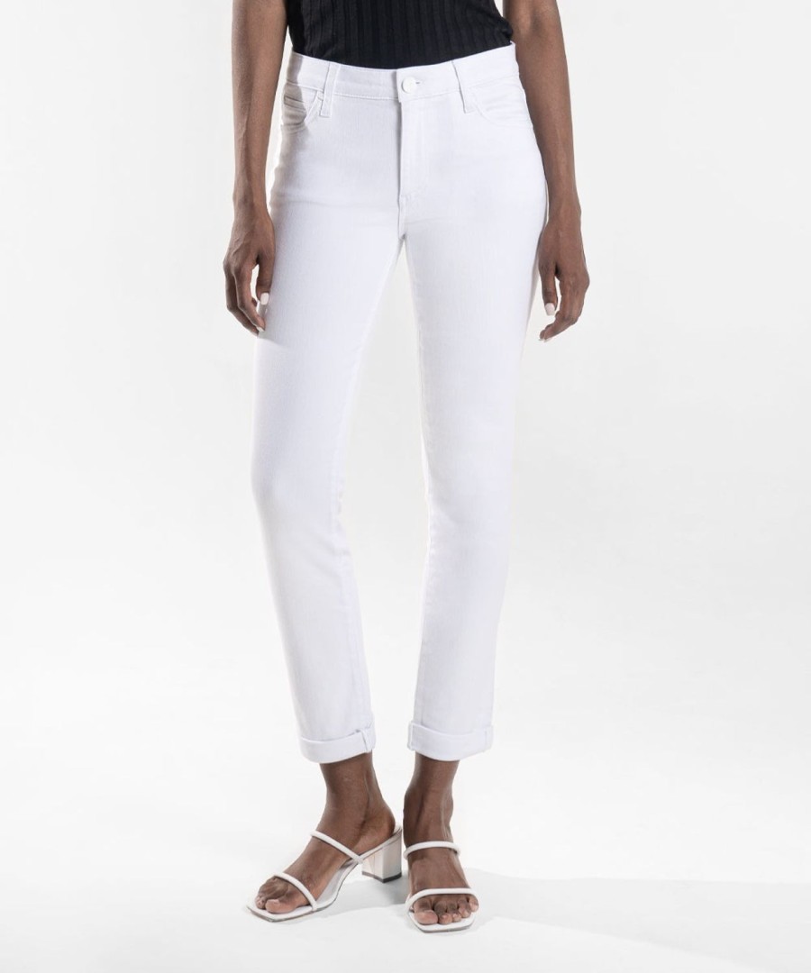 Denim Kut from the Kloth | Catherine Mid Rise Boyfriend, White (Exclusive) Optic White