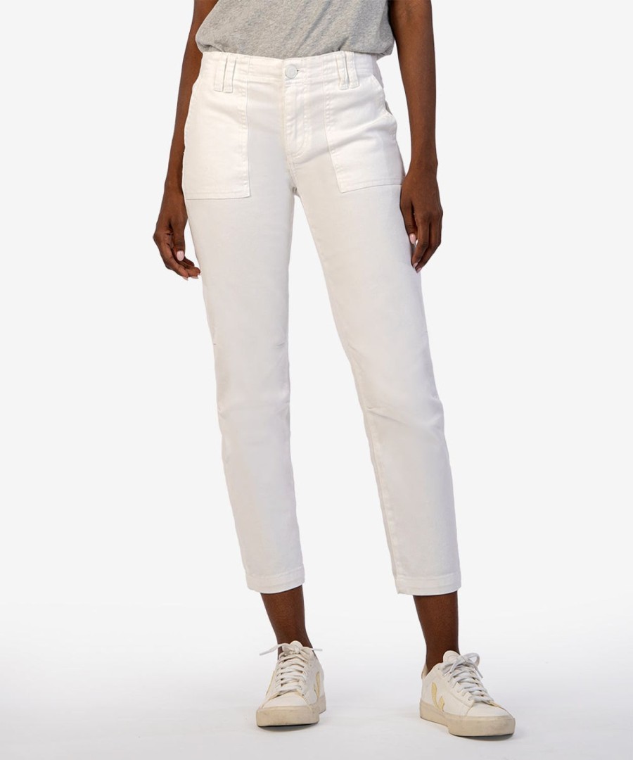 Denim Kut from the Kloth | Reese Mid Rise Crop Straight Leg Optic White