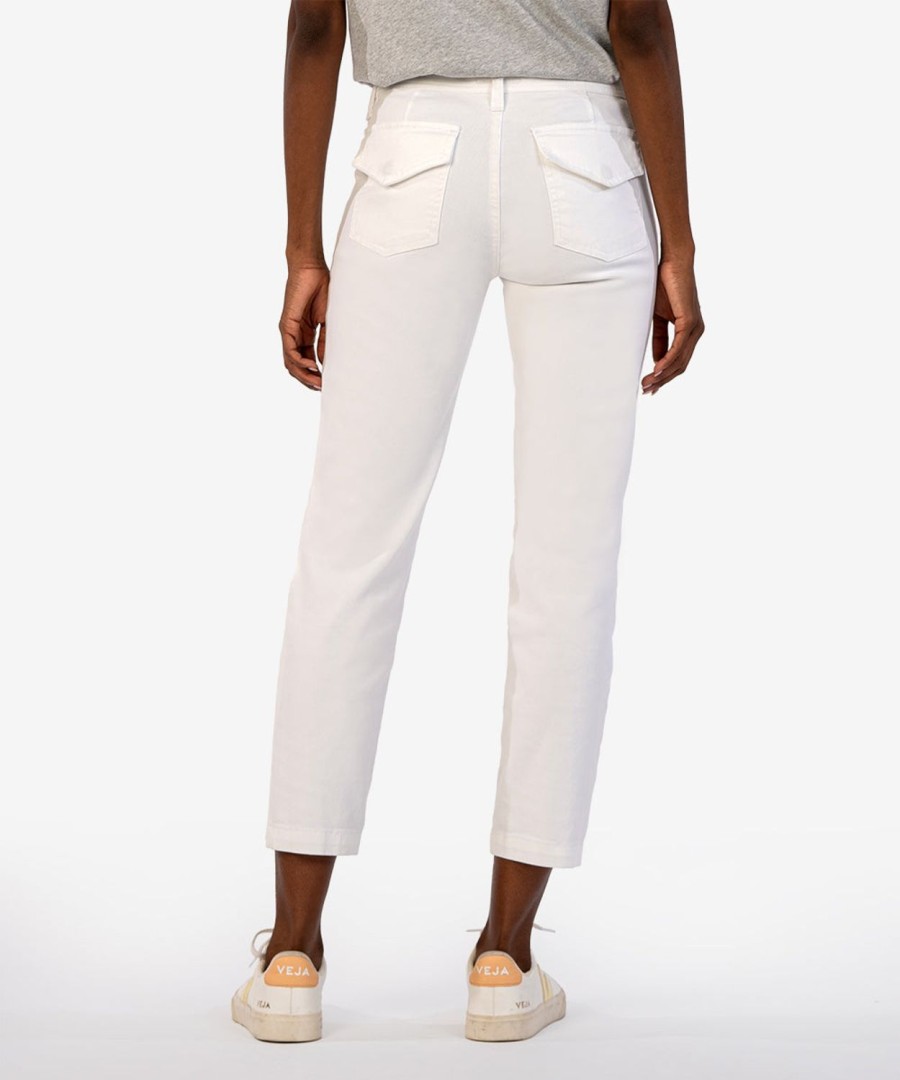 Denim Kut from the Kloth | Reese Mid Rise Crop Straight Leg Optic White